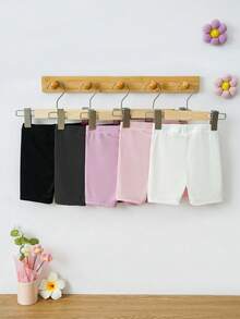 SHEIN Playful Pals 5件套女婴休闲可爱运动短裤打底裤，舒适多色，适合日常穿着，室内外皆宜 - 彩色 - 查看 3