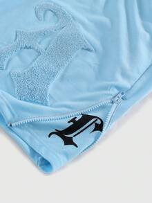 ROMWE MEN Street Life Men's Embroidered Shorts, Suitable For Daily Wear In Spring And Summer - Blue - View 6