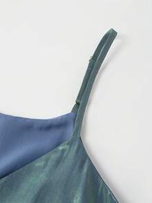 GlowEve Elegant Women's Long Satin V-Neck Slip Dress - Dusty Blue - View 3