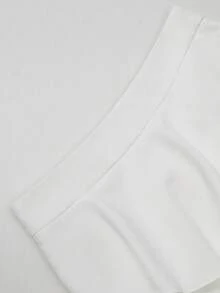 Franclia Damen vielseitige Mode asymmetrische Rüschen Saum Rock Hose - Weiss - Übersicht 6