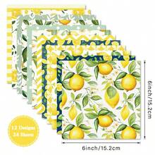 SHEIN 1Pack 24 Sheets 6"X6" Lemonade Summer Scrapbook Paper, DIY Craft Background Paper Back To School - Multicolor - View 5