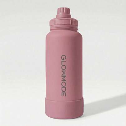 GLOWMODE Bình nước 34 oz (khoảng 1,9 lít) hai lớp bằng thép không gỉ, tay cầm dạng vòng, giá đỡ điện thoại từ tính, đế chống trượt, thích hợp sử dụng hàng ngày, văn phòng, hoạt động thể thao.