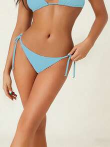 Swim Basics Women's Summer Beach Solid Color Tie-Side Sexy Bikini Bottom Bikini Alt Bikinis Set For Women Thong Swimwear Bottoms For Women Bikinis With Bottom Coverage Bikini Bottoms For Women - Baby Blue - View 4