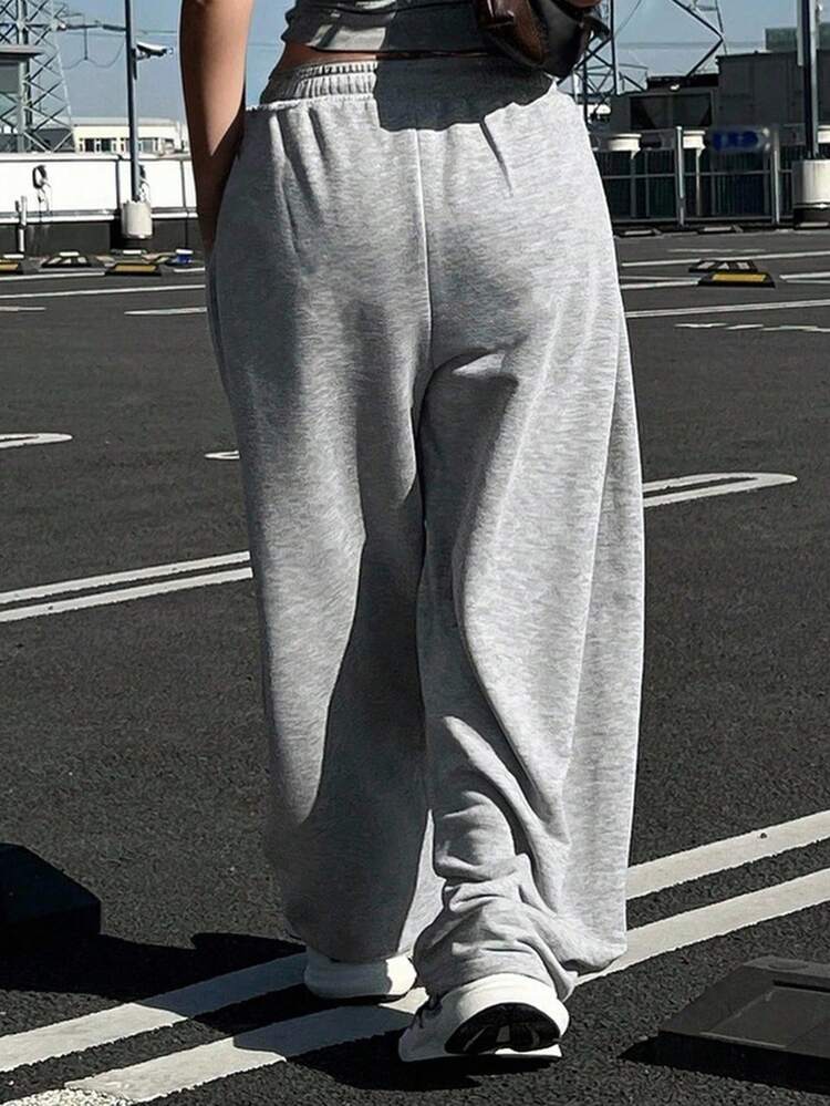 Dazy Plus Loose Knit Sweatshirt & Drawstring Waist Long Pants Set, All Season