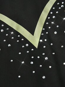 SHEIN Cheerettes 女士拼接彩色休闲日常运动连体裤，长袖款 - 黑色 - 查看 5