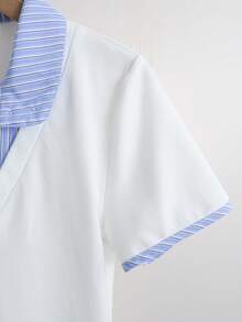 Resyla Multicolor Women's Striped Collar Short Sleeve Regular Length T-Shirt - Multicolor - View 6