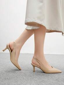 CUCCOO BIZCHIC 女士时尚黑色尖头细高跟鞋，配有踝带，适合通勤、约会、派对、办公室、工作等场合。 - 駝色 - 查看 5