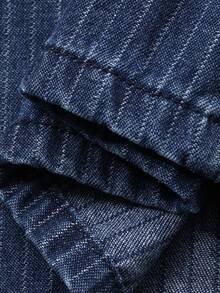 Dazy Tall Tall Women's Striped Fabric Pleated Loose Vacation Style Long Jeans - Medium Wash - View 8