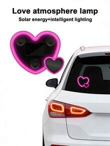 Teckwe Đèn neon LED hình trái tim năng lượng mặt trời SX-01 dành cho ô tô, tích hợp đèn LED tạo không khí hình trái tim, phụ kiện ô tô, pin sạc 300mAh. - Nhiều màu - Xem 2