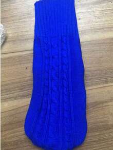 1pc Solid Navy Blue 3D Twist Rope Knitted Pet Sweater, Warm Autumn/Winter Clothing For Cats And Dogs - Royal Blue - View 4