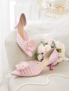 CUCCOO HITCHD Fashionable & Elegant 3D Floral Decor Women Pumps - Pink - View 1