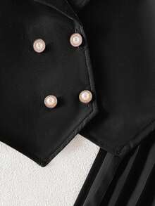 SHEIN Elladie kids 女童（小号）优雅黑色无袖西装背心和阔腿裤两件套，精致职业装，时尚百搭 - 黑色 - 查看 5