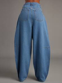 NYA SZN GEMSTONE CARPENTER BAGGY BARREL RELAXED JEANS - Medium Wash - View 5