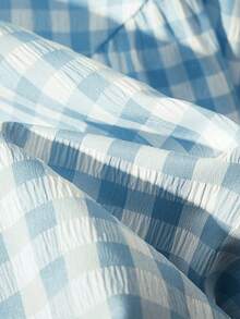 GlowEve 女士浅黄色泡泡纹理面料高端设计褶裥拼接喇叭裙，休闲度假风，适合情人节、复活节、劳动节、生日、约会、派对、海滩、旅行、春夏等场合。 - 淺藍色 - 查看 5