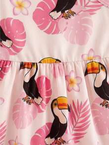 Baby Girl Casual Allover Print Sleeveless Dress - Baby Pink - View 6