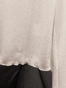 Resyla Lace Trim Camisole Dress Cover Up, Long Sleeve Knit Shrug Tops For Women, Summer Sun Protection - Beige - View 6