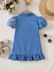 SHEIN 泡泡袖女婴日常夏季连衣裙 - 彩色 - 查看 5