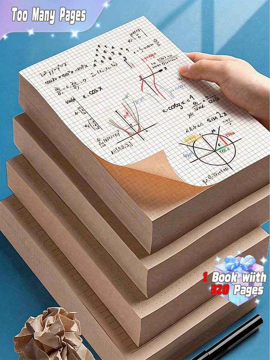 1pc Notebook Containing 320sheets Wood Pulp Draft Paper, Sketch Book, For Students, Exam Takers, Children To Paint And Take Notes - Multicolor - View 1