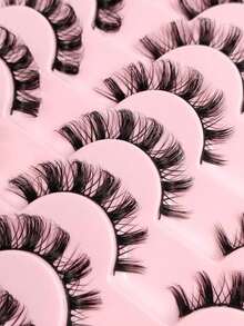 20 Pairs Fluffy Wispy Full Strip Lashes - D Curl Faux Mink Lashes For Long-Lasting, Natural-Looking Eyelashes Strip Lashes, Lashes, Eyelashes, Fake Lashes - Black - View 11