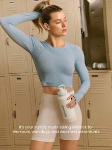 GLOWMODE 1L 即饮式双层不锈钢环形手柄磁性手机支架防滑底座水瓶日常休闲办公室活动 - 杏色 - 查看 7