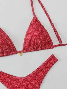 Swim Mod Women's Random Floral Print Spaghetti Strap Sexy Bikini Set, Summer - Multicolor - View 4