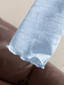 Resyla 蕾丝边吊带连衣裙罩衫，长袖针织披肩，轻薄夏季防晒女式上衣 - 淺藍色 - 查看 4