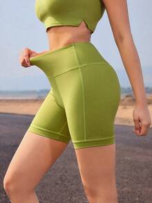 OutZeal Damen Outdoor Leggings einfarbig Radfahren Wandern Yoga Sommer schnelltrocknend Bauchkontrolle hohe Taille Bikershorts Sporthosen Frühling Sommer - Grün - Übersicht 8