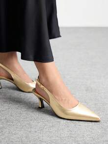 CUCCOO BIZCHIC Women's Elegant Sexy Gold Pointed Toe High Heel Pumps For Christmas Spring Shoes - Gold - View 4