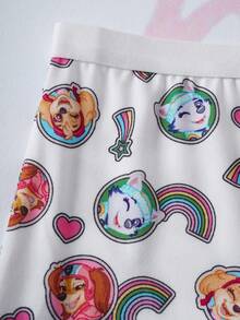 SHEIN | PAW Patrol Calzones elásticos con estampado de dibujos animados para niñas - Rosa - Ver 7
