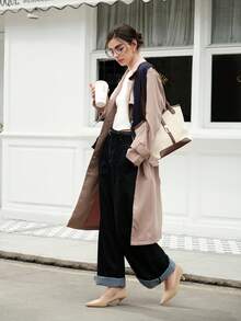 CUCCOO BIZCHIC 女士尖头小猫跟高跟鞋，杏色简约通勤时尚办公室鞋 - 杏色 - 查看 4