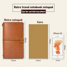 1 pieza Cuaderno de encuadernación creativa con marcador de metal, incluye papel kraft + papel cuadriculado + bolsa de almacenamiento de PVC, adecuado para diarios, diario de viaje vintage portátil, papelería estudiantil - Multicolor - Ver 2