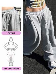 Dazy Plus 宽松针织卫衣和抽绳长裤套装，四季皆宜 - 淺灰色 - 查看 1