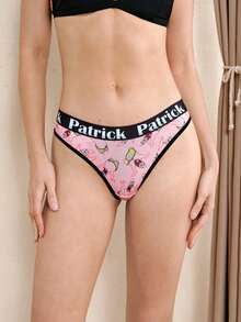 SpongeBob SquarePants | SHEIN 2件装女士字母腰带丁字裤套装 - 粉色 - 查看 1