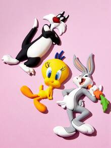 LOONEY TUNES X SHEIN 1 chiếc / 3 chiếc nam châm dán tủ lạnh hình động vật ngộ nghĩnh, vật trang trí tuyệt vời cho tủ lạnh. - Nhiều màu - Xem 5
