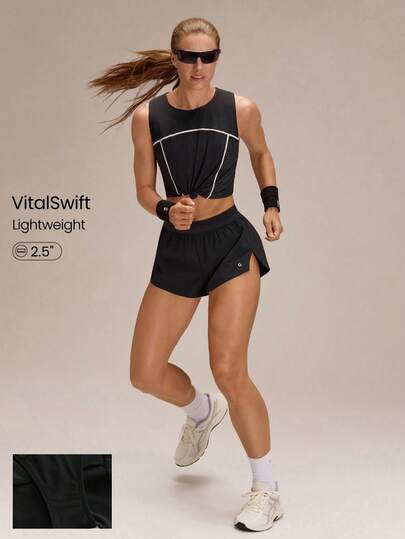 GLOWMODE 2.5'' VitalSwift High Energy Lightweight Quick-Dry Breathable Odor Control Side-Split Hem Low Waist Adjustable Waist Shorts Running Jogging Training Tennis Workout Gym Wear