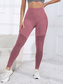 With My Calm Women's High Waist Seamless Leggings, Equestrian Wear - Burgundy - View 5