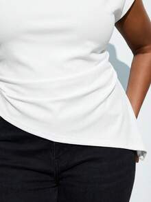 Maija 大码夏季休闲纯色不对称下摆背心 女士工作上衣 女士办公室职业装 修身款上衣 现代女士上衣 商务休闲女士上衣 修身款上衣 - 白色 - 查看 5