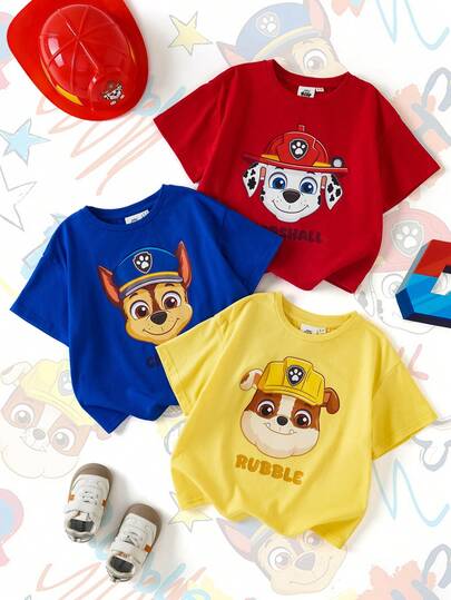 SHEIN | PAW Patrol 男童卡通印花短袖休闲T恤