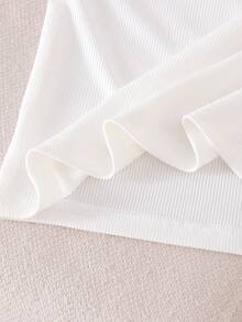 Genkimix Kids Bộ đồ 2 món cho bé gái tuổi teen gồm áo không tay dệt kim họa tiết hoa 5 cánh màu trắng và quần cùng màu, thời trang và phù hợp cho mùa hè. - trắng - Xem 7