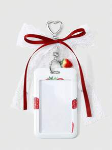 ROMWE Kawaii 1/2 隨機配色 新Ins創意甜美可愛 百搭手工串珠 白色仿珍珠蕾絲 紅色網格蝴蝶結 3D草莓櫻桃印花壓克力滑蓋卡套 校園卡套 星卡套 交通卡套 證件卡套 DIY鑰匙圈配件 包掛件 組合套裝 適合上班族 學生 派對愛好者 姐妹 女友 日常配戴 節日禮物 - 多色-1 - 查看 5