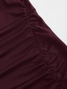 Sweetra Rochie elegantă de vară pentru femei, model primăvară/vară, tricotată, casual, cu umeri goi, cu două căi, cu decor metalic cu cataramă - roșu - Vizualizare 5