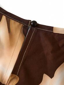 Ellevyn Vacation Casual All-Over Print Belted Sleeveless Dress - Brown - View 5