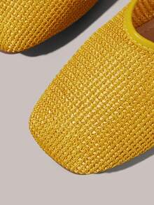 Styleloop 女士鞋履 假日风编织鞋 面条带女士平底鞋 假日风穿搭 波西米亚风穿搭 美式复古风 波西米亚风 西部风 音乐节穿搭 派对穿搭 平底女鞋 - 黃色 - 查看 4