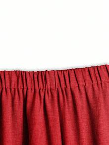 EMERY ROSE Plus Size Casual Solid Color Top And Pants 2 Pieces Set - Red - View 5