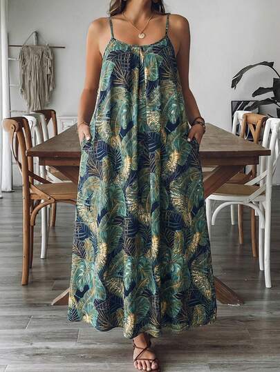 SHEIN VCAY Vestido de fiesta informal con estampado total para mujer talla grande