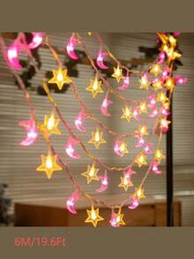 1PC Moon & Star Fairy String Lights, Fairy Tale Atmosphere Decorative Lights, Suitable For Wedding, Bedroom, Living Room, Party, Camping, Tent, Christmas Decoration - Multi-color light - View 7