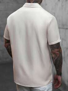 VENTUSAIL Top d'été bohème beige pour hommes avec imprimé de vacances, chemise à rayures en tissu tissé avec boutons, confortable, décontracté, formel, pour le bureau et les vacances - Multicolore - Voir 2