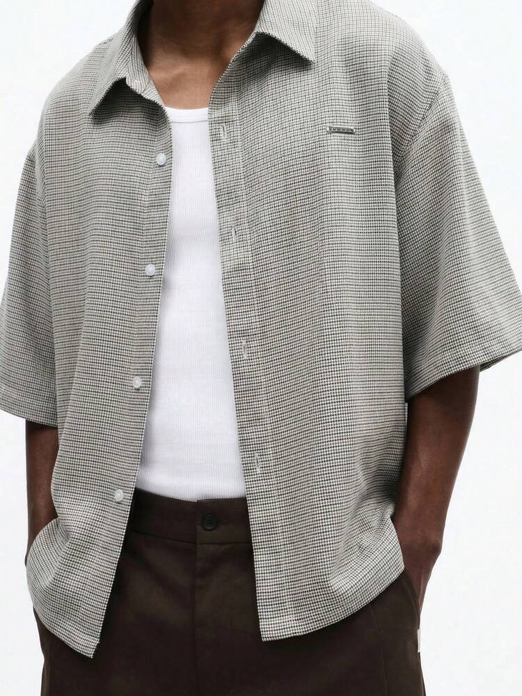 Oversized Check Pattern Button Up Shirt
