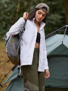 In My Nature Women's Long Sleeve Zipper Front Casual Jacket - White - View 4