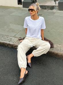 Siren Gaze Quần jogger 2 trong 1 mới cho nữ mùa Thu/Đông. - Màu be - Xem 3
